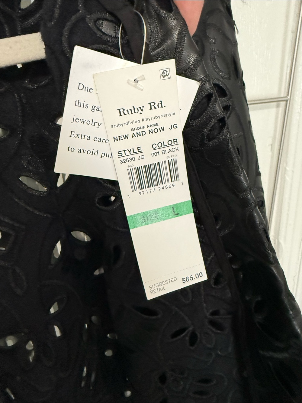 Ruby Rd. Black Laser-Cut Open-Front Jacket - Picture 2 of 6